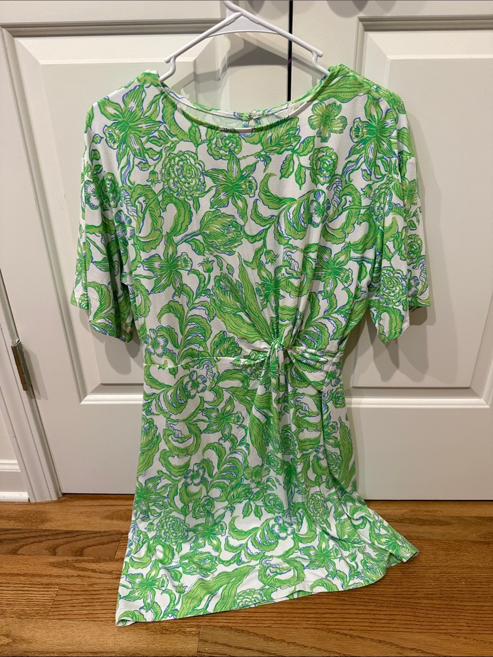 Lilly Pulitzer White Mini Dress with Bright Green Floral Print